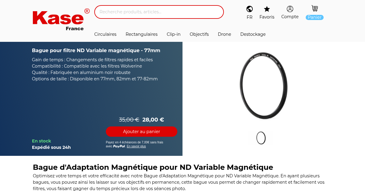 K&F Concept Bague Magnétique Pour Filtres 77mm - Installation Rapide Et Pratique En Aluminium Aéronautique