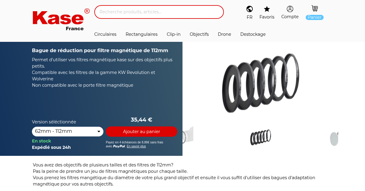 NEEWER Kit Adaptateur De Bague De Filtre Magnétique Step Up 58-82mm - Compatible Kase K&F